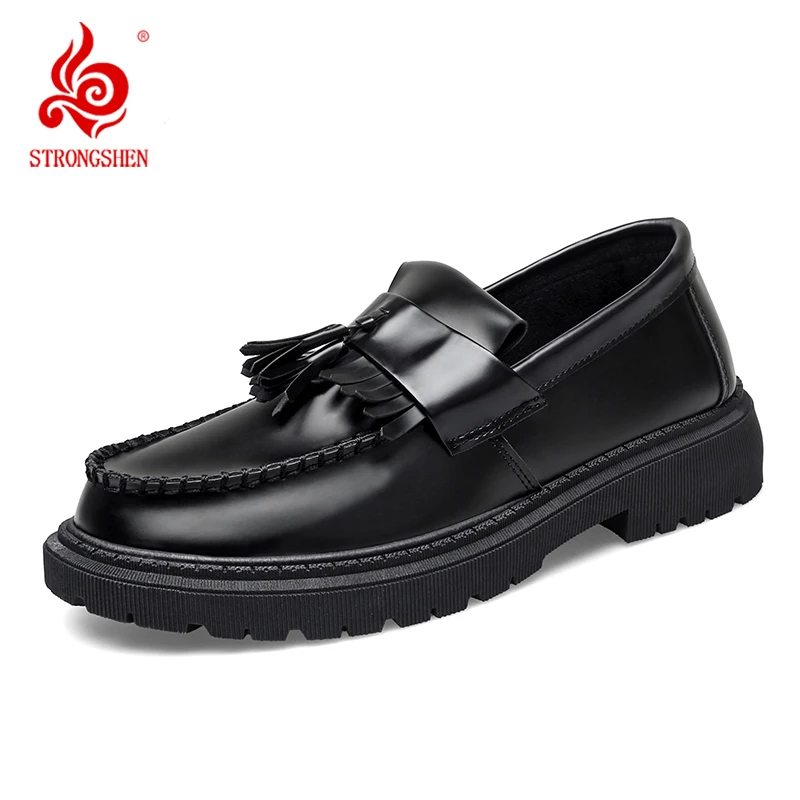 

Мужская кожаная обувь, повседневная деловая обувь с кисточками, повседневная деловая официальная свадебная обувь на весну и лето, уличная нескользящая обувь Tenis Masculino