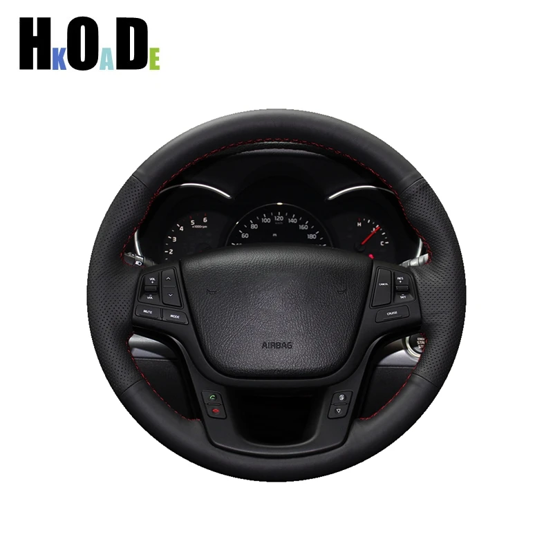 

Car Steering Wheel Cover For Kia Sorento 2009-2014 2012 2013 2010 2011 Black Hand-stitched