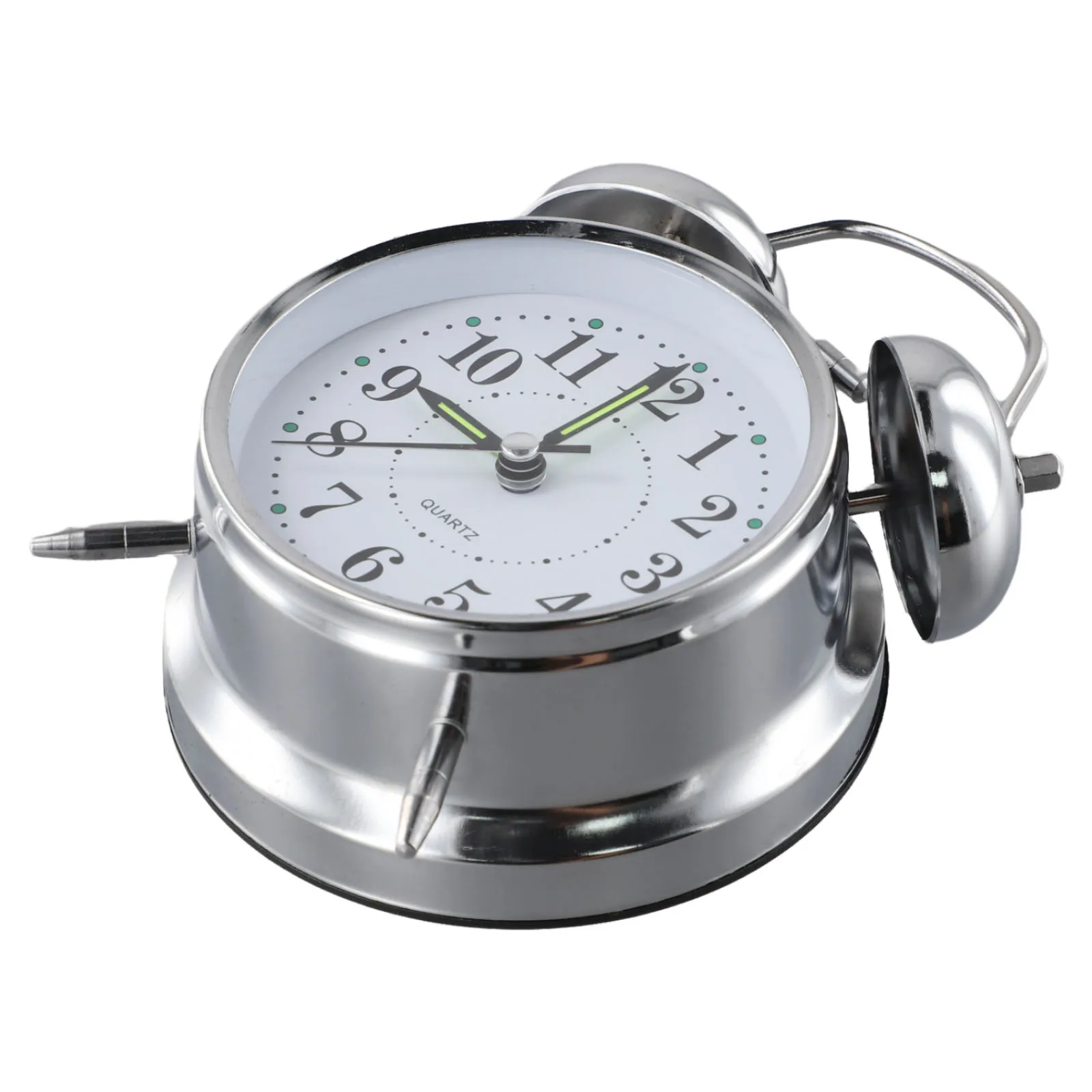 Classic Retro 4-inch Electroplated Silver Metal Bell Clock Traditional Double Bell Alarm Clock    Luminous Hands And Hour Dots