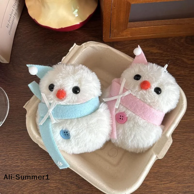 【E】Niedlicher Schneeflocken-Schal Schneemann Plüsch Stoffpuppe Schlüsselanhänger Kawaii Schneemann Winter Plüschtier Rucksack-Anhänger Accessoires Geschenke