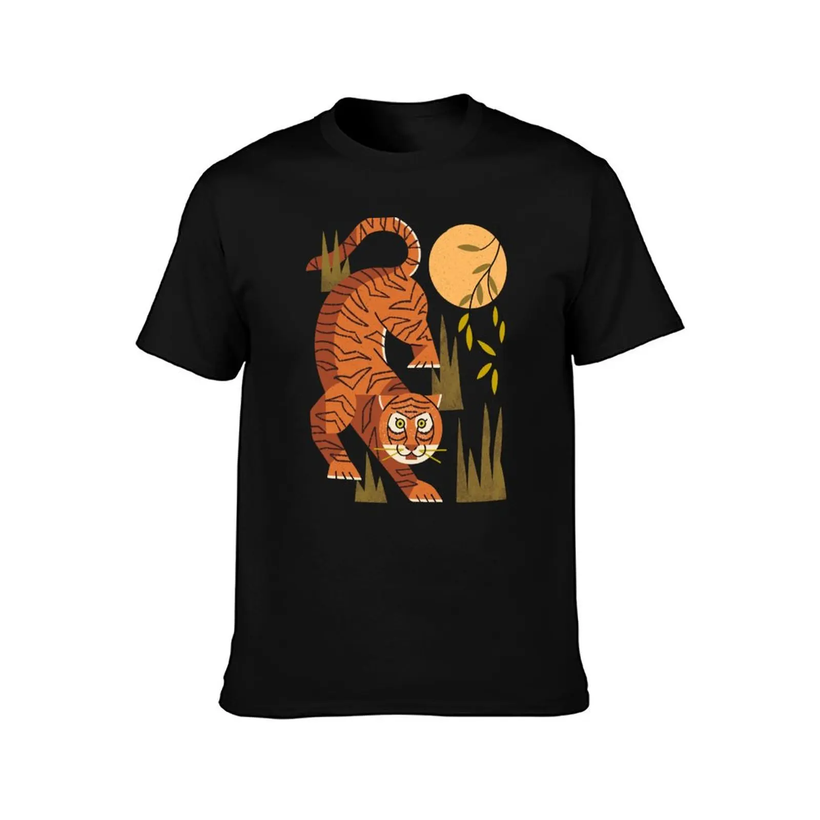 Tiger Moon T-Shirt Casual Everyday Short Sleeve T-Shirt