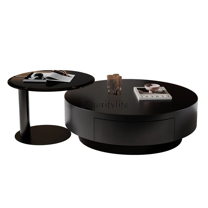 

*Italian minimalist stainless steel rock slab coffee table living room household small apartment