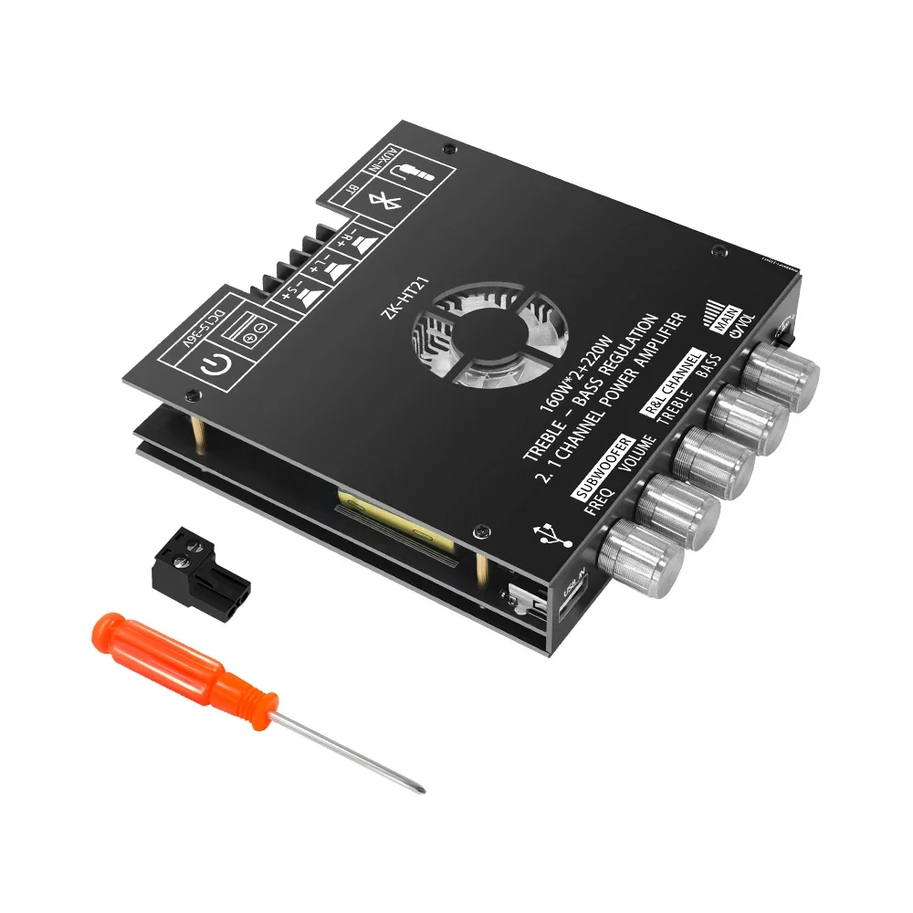 ZK-HT21 2.1 Channel TDA7498E 160Wx2+220W Bluetooth-compatible Digital Power Amplifier Module High And Low Tone Subwoofer