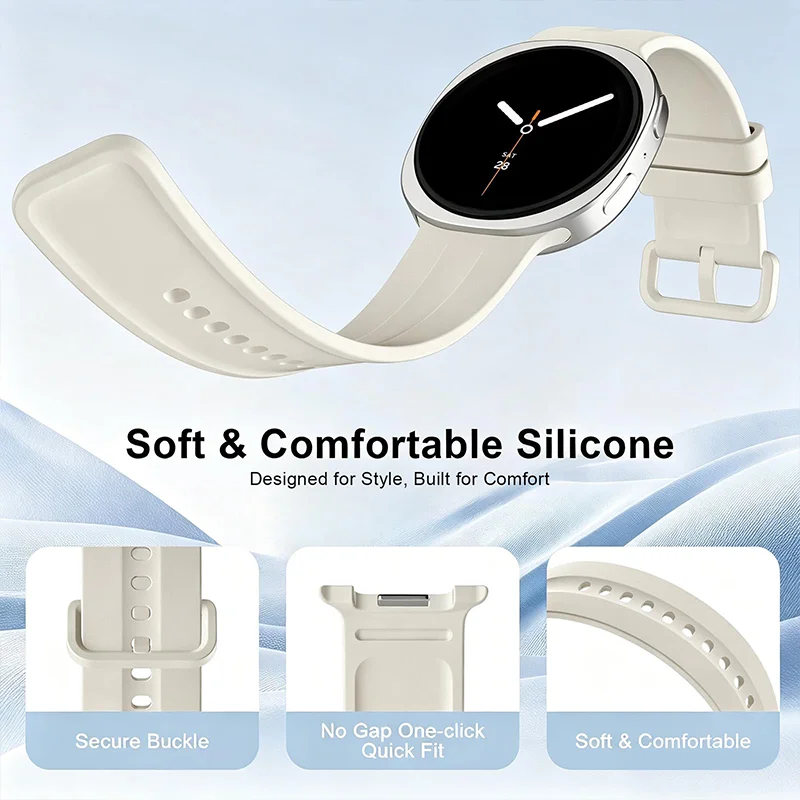 2026 New Gapless Silicone Watch Strap For Samsung Galaxy Watch 9 8 8 Classic 40mm 44mm 46mm Lightweight Unisex