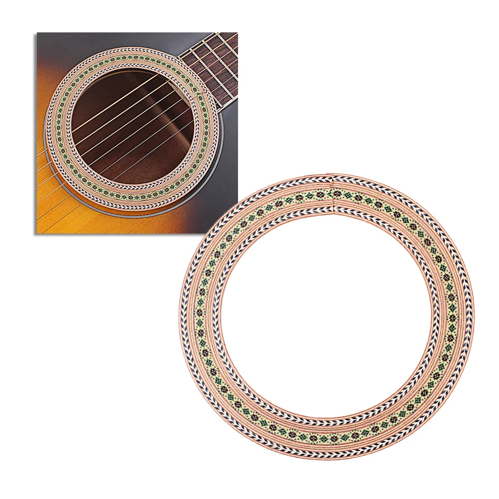 

Wood Guitar Rosette Curved Strips Sound Hole Inlay 92.5mm No Damage Easy Application Guitar Decals Abalone Sound Hole Decal