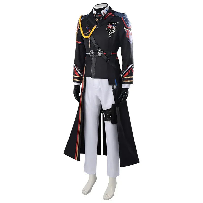 Caleb Costume Cosplay Parrucca Love and Deepspace Farspace Colonnello Cappotto Camicia Cappello Guanti Cintura Puntelli Set completo Uomo Donna Festa Carnevale