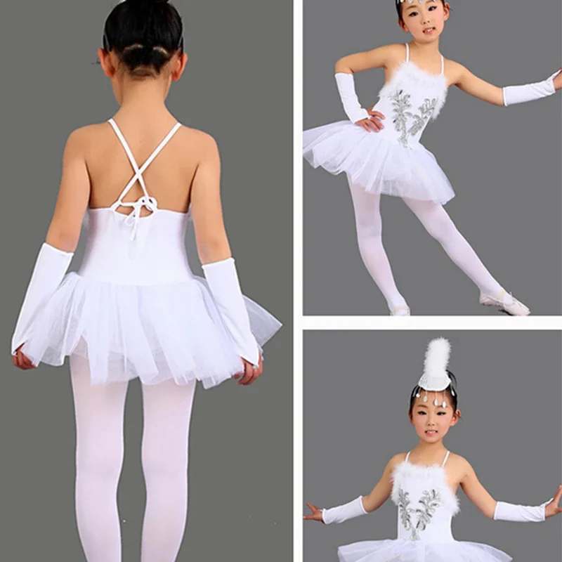 

New Arrival White Swan Lake Ballet Costumes Kids Sequin Feather Ballet Clothes Dance Ballet Dress for Children Piece Girls Lace