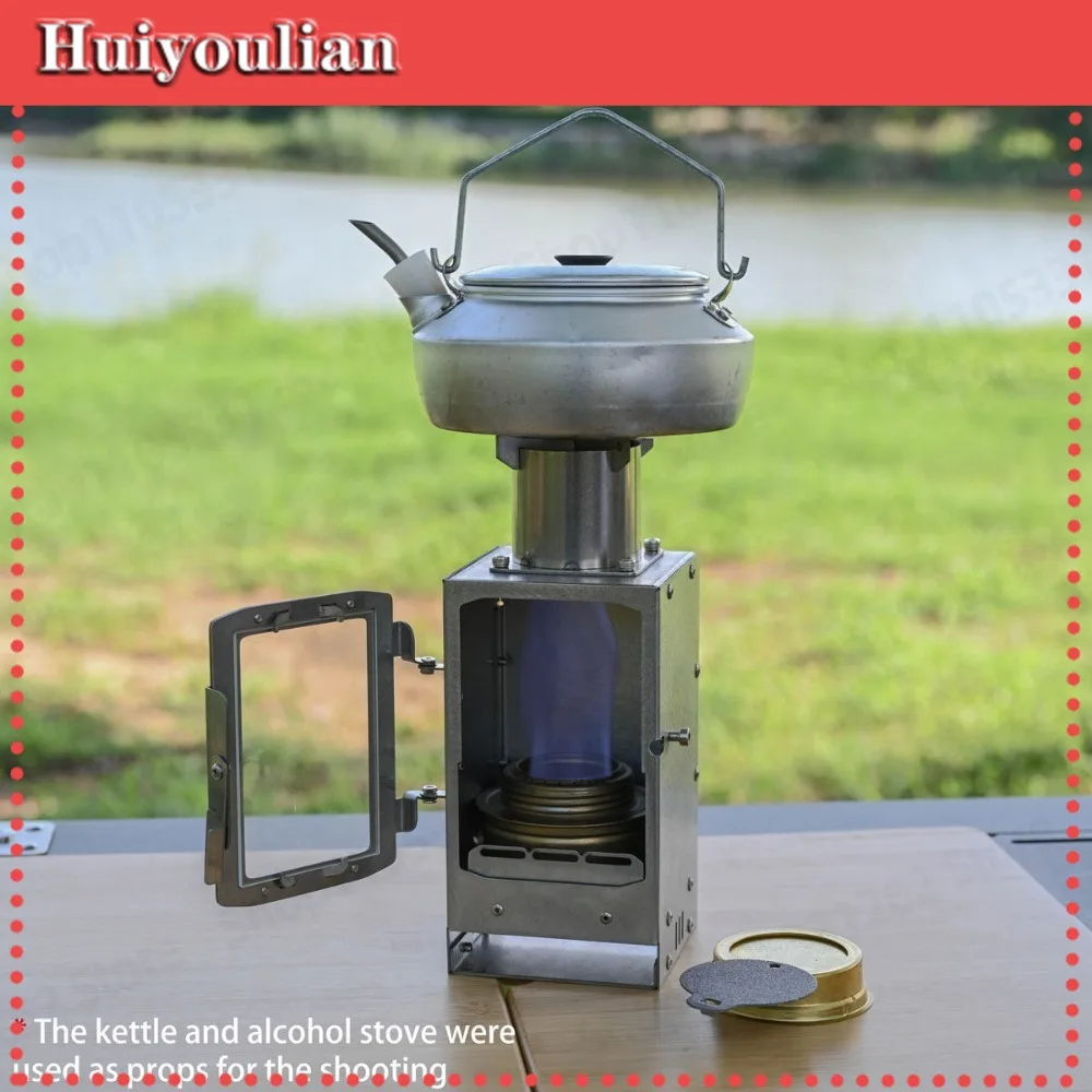Desktop Small Square Stove Outdoor Camping Mini Wood Stove Watch The Fire Make Tea for Heating Three-purpose Portable