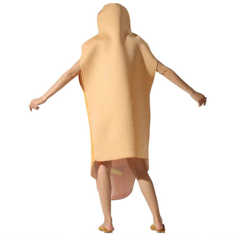 Adult Hot Dog Costume One Piece Hooded Sleeveless Funny Food Cosplay Jumpsuit For Halloween Party Carnival Fancy Dress Up Unisex - view 6