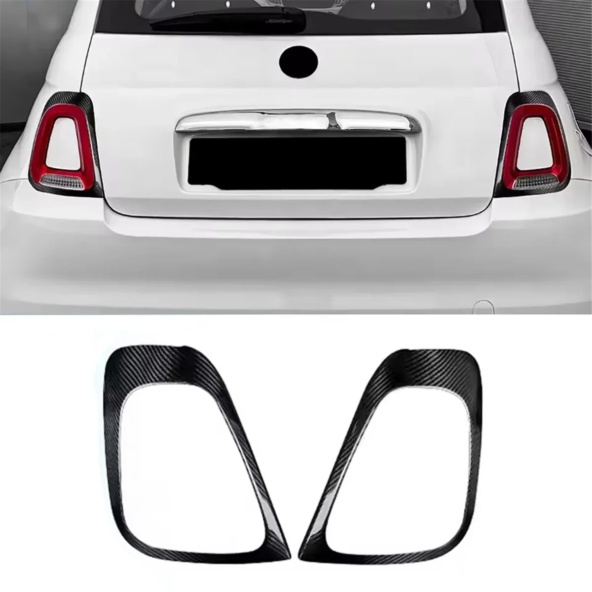

Stable performance Real Hard Carbon Fiber Sticker Car Rear Tail Light Frame Cover for Fiat 500 Abarth 595 695 2017-2023 Durable