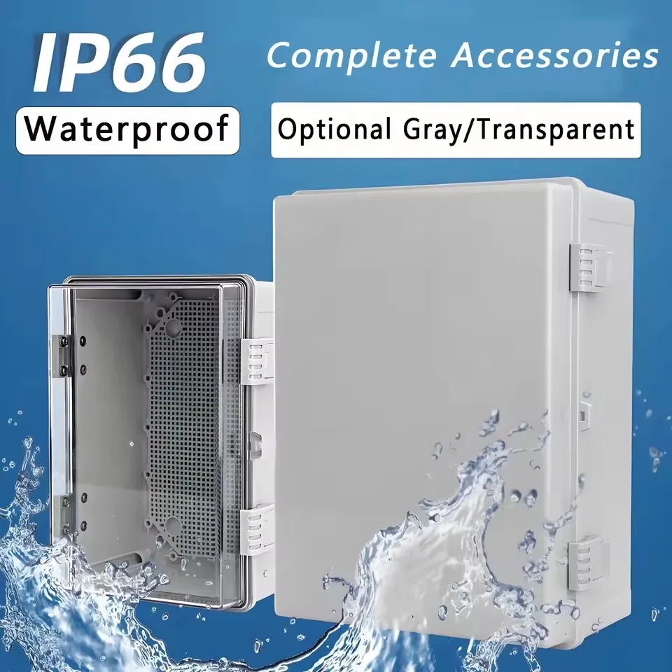 IP66 Waterproof Junction Box Enclosure ABS Plastic with Hinge Buckle Electronic Power Distribution Box for Electrical Project