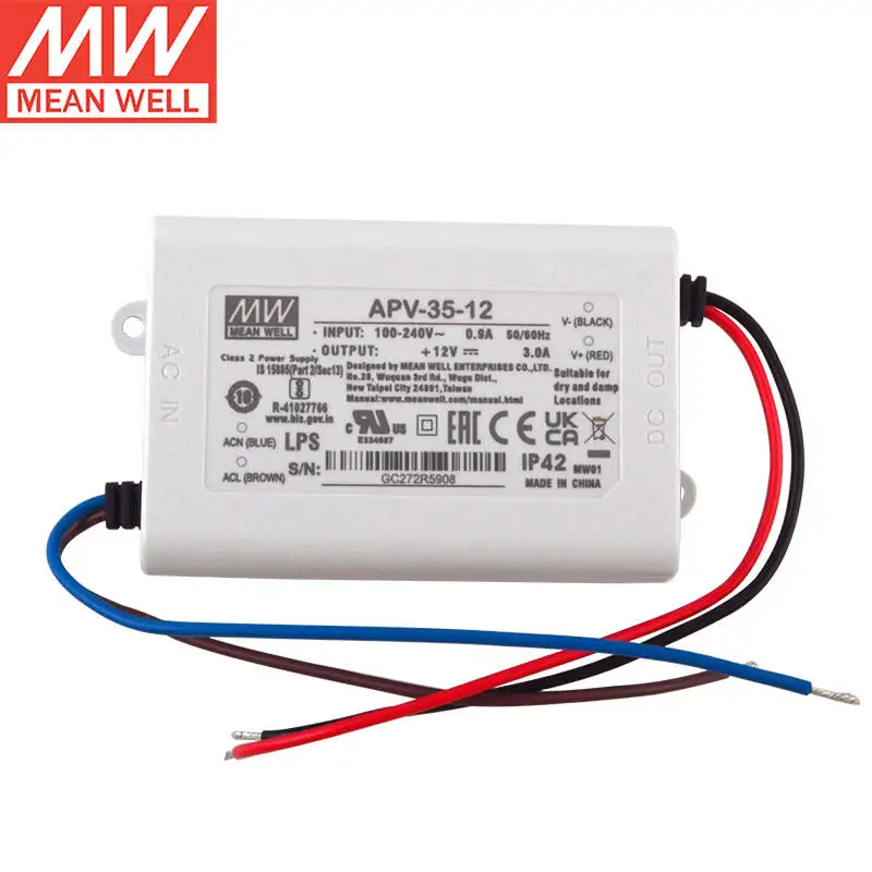 

Tai Wan MEAN WELL APV-35-12 12V 3A Constant Voltage Single Output Switching Power Supply LED Driver Brand New Original