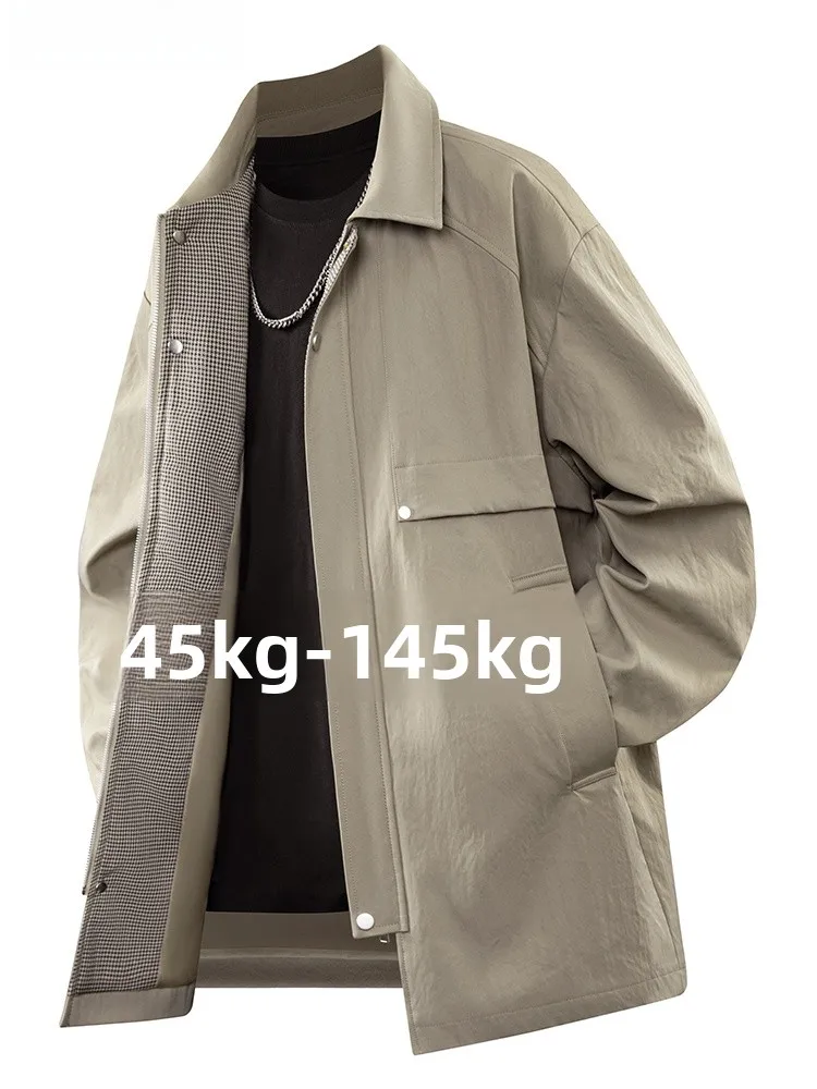 

Loose Fit Men's Windbreaker Jaet Mid-Length Open Collar Versatile Casual Coat for Spring Autumn Faion Urban Sle Polyester