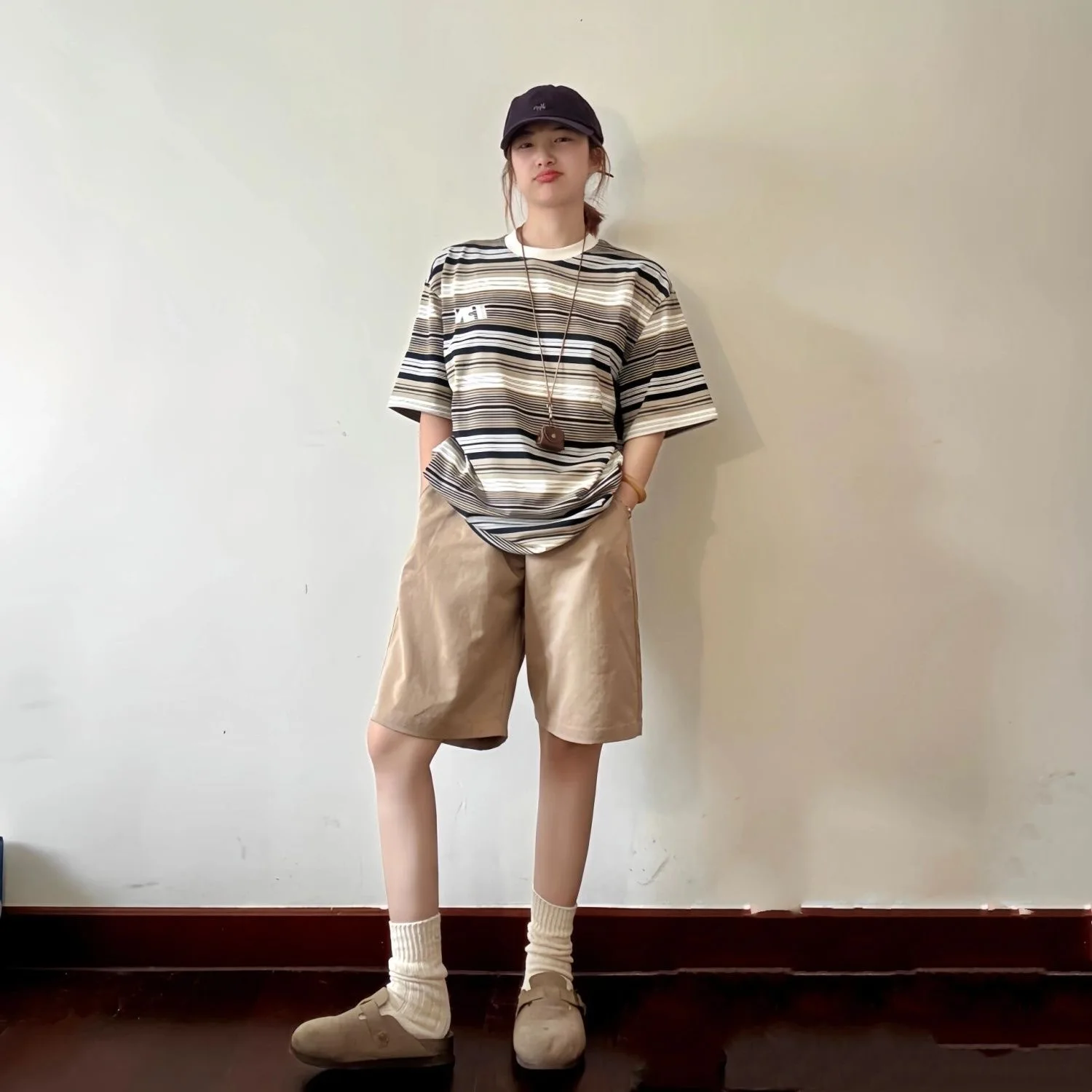 Summer Thin Khaki Color Women's Casual Work orts Loose BF Lazy Sport Slimming Five-Quarter Length High Waist Cotton Pants