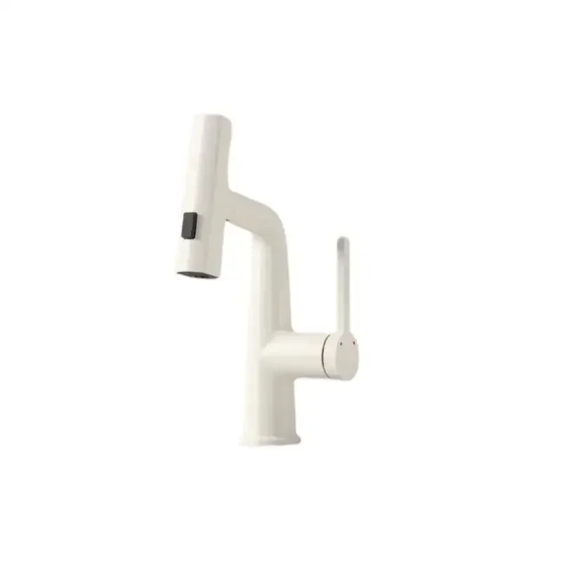 

Cream White Flying Rain Waterfall Faucet Pull-out Bathroom Sink Faucet