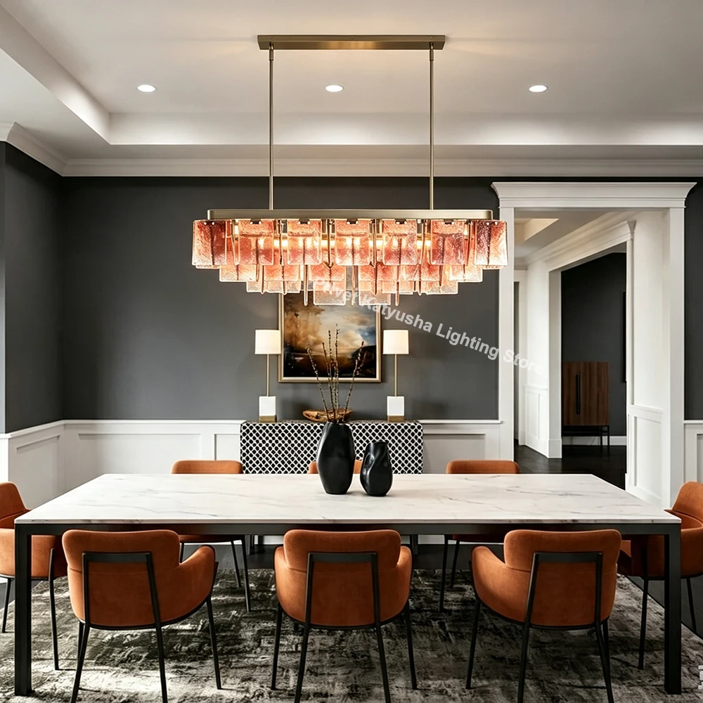 Nordic Vintage Murano Glass Chandeliers Designer Luxury Clear Colored Glass Light Fixture For Dining Room Kitchen Island Decor