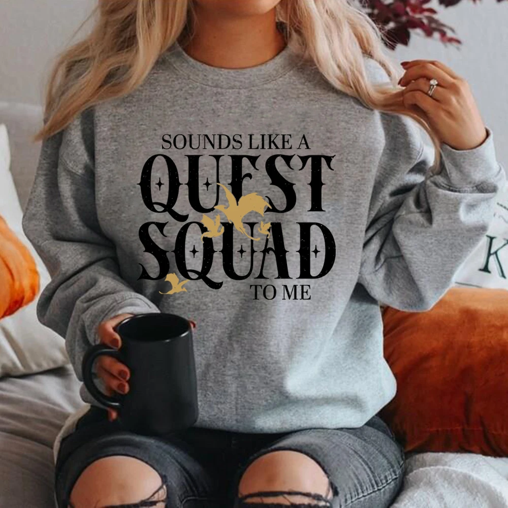 Basgiath War College Sweatshirt Fourth Wing Quest Squad Sweatshirt Men Women Sweatshirts Long Sleeve Vintage Pullover Streetwear