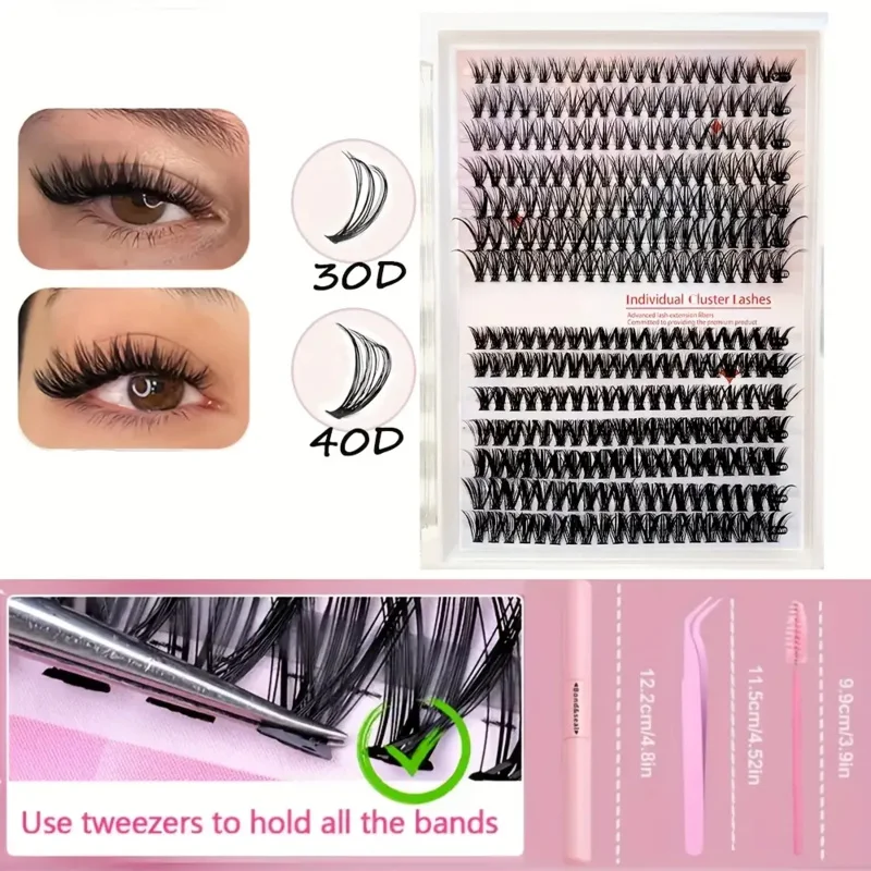 740 قطعة/280 قطعة الرموش الصناعية 304050D سعة كبيرة رمش مجموعة كتب مع فرشاة الغراء الملقط إزالة أدوات تطعيم السائل