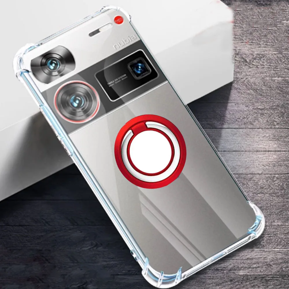 Ring Holder Case for Nubia Z60 Ultra Reinforced Corner Soft TPU Clear Shockproof Cover For ZTE nubia Z60 Ultra Couqe Funda