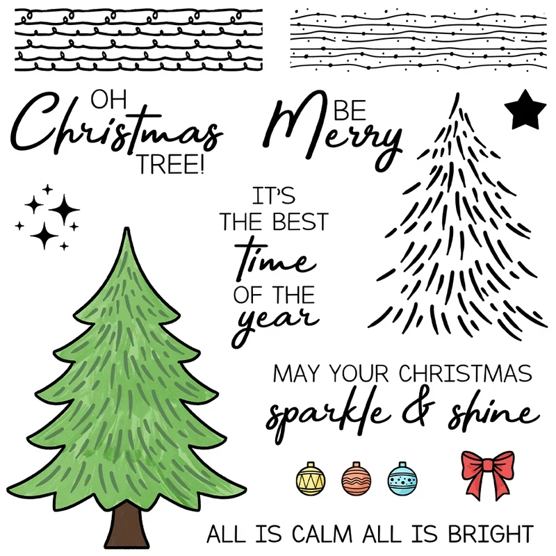 

Christmas Winter Days Tree Cutting Dies Clear Stamp DIY Scrapbooking Metal Dies Silicone Stamp For Cards Albums Decor