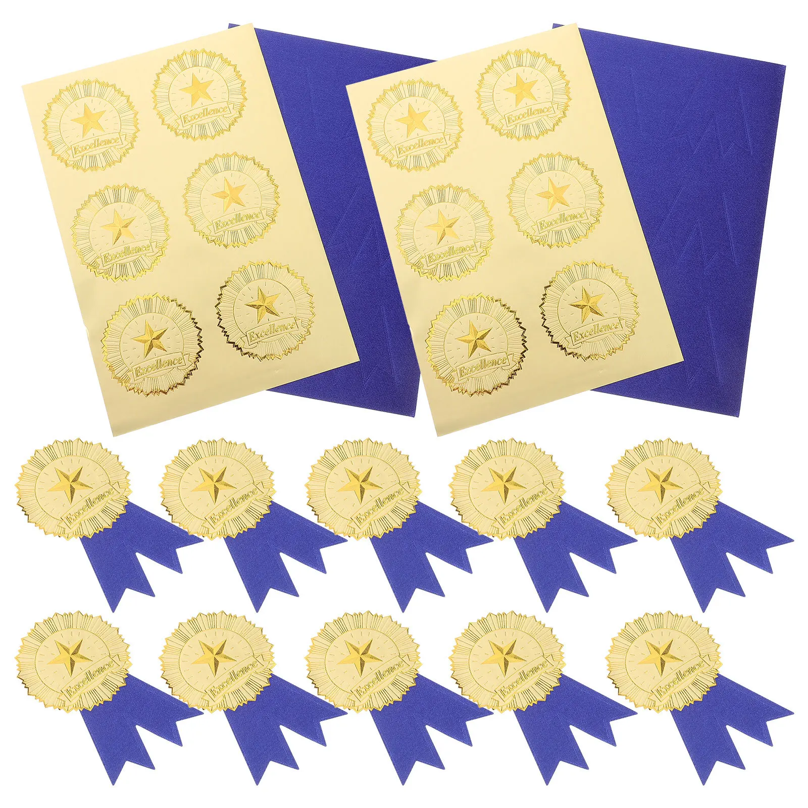 

36Sets Certificate Seals Stickers Paper Medals for Diplomas Honors Awards Elegant Design Stickers for Motivational Recognition