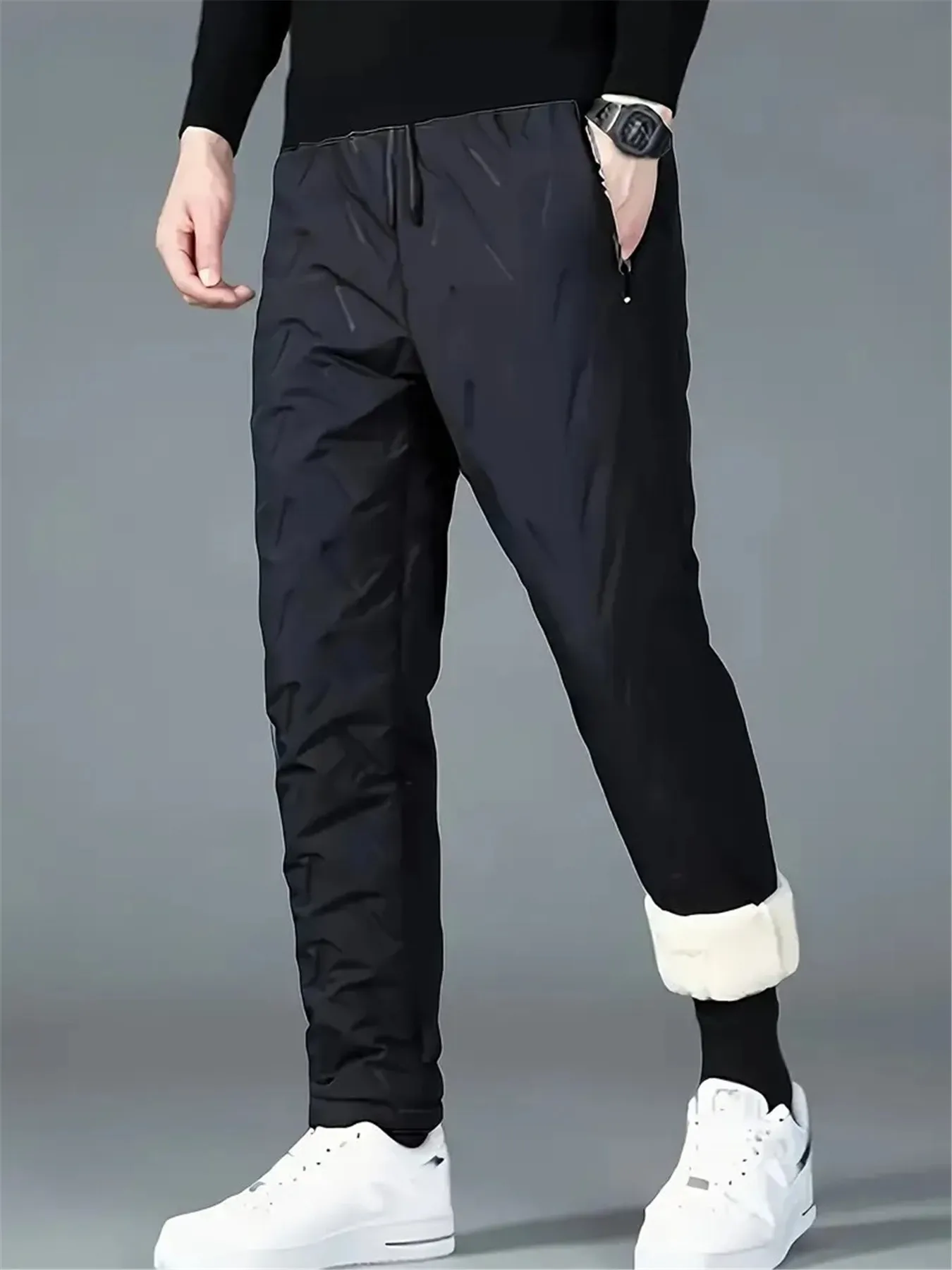 Herren-Winterhose, winddicht, 2er-Pack, lässige Herren-Jogginghose mit Fleece-Futter, thermische Herren-Sportbekleidung für kaltes Wetter, gepolstert. – Detail 3