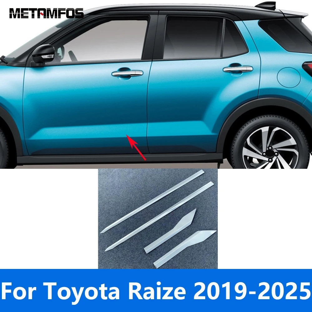 

For Toyota Raize 2019-2024 2025 Chrome Door Side Line Strip Body Skirt Molding Trim Sticker Exterior Accessories Car Styling