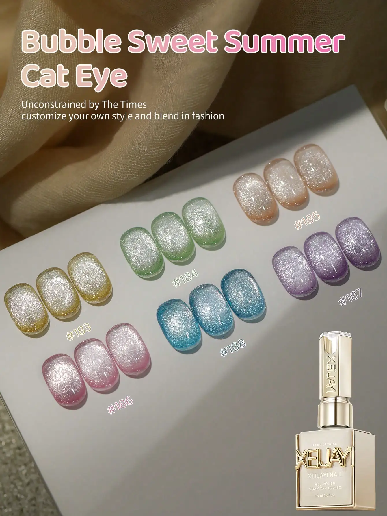 XEIJAYI 6個入り 15ml キャッツアイネイルジェルポリッシュセット セミパーマネントネイルアート ソーキングUV LEDネイルサロン DIYネイルサロンジェル
