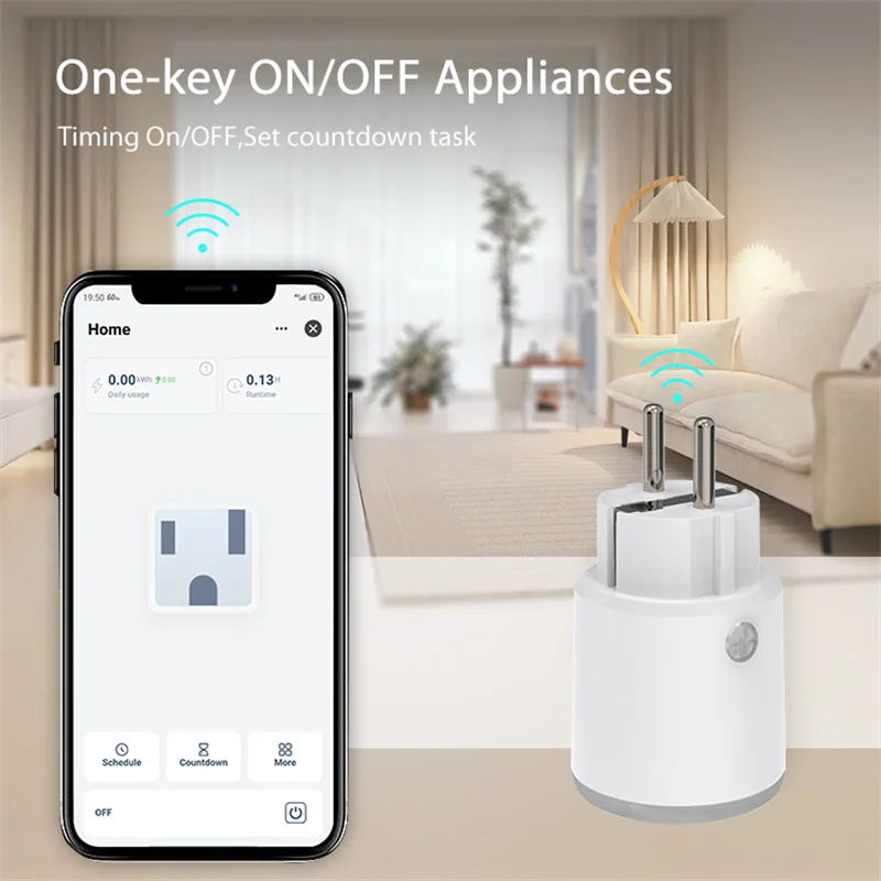 Умная вилка Matter с 16A контролем мощности и поддержкой WiFi для Homekit Alexa Google Home Tuya Smart APP Беспроводное управление