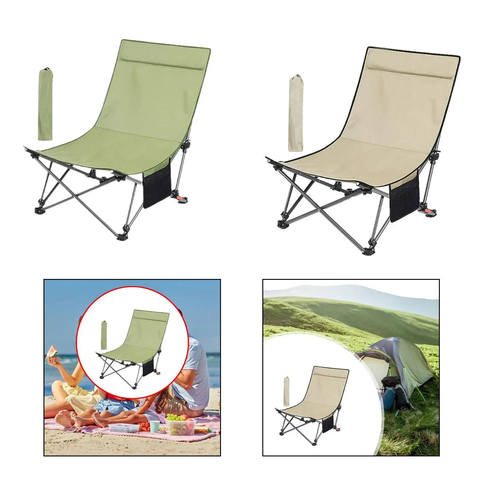 Folding Chair Adjustable Lounger with Storage Bag Simple recliner Camp Chair