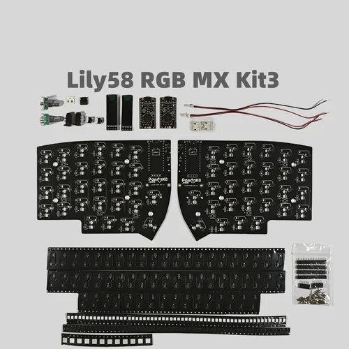 Kit PCB Lily58 RGB MX, teclado dividido personalizado, Kit PCB con cable o inalámbrico DIY Lily 58, accesorios para teclados divididos sin soldar