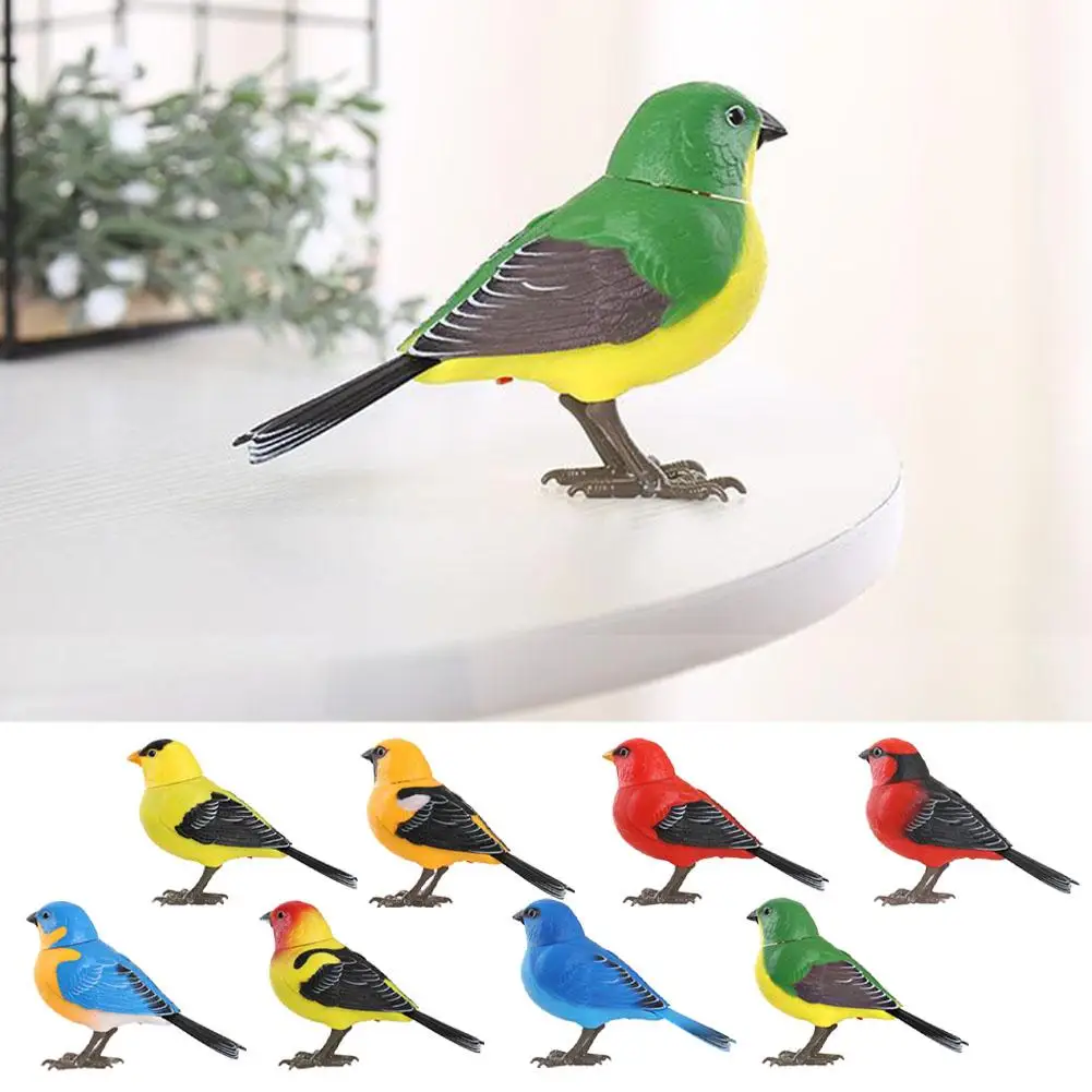 Criatividade diversão simulado pássaro controle de voz pequeno pássaro brinquedo de detecção elétrica para crianças eletrônico cantando e chirping pássaro