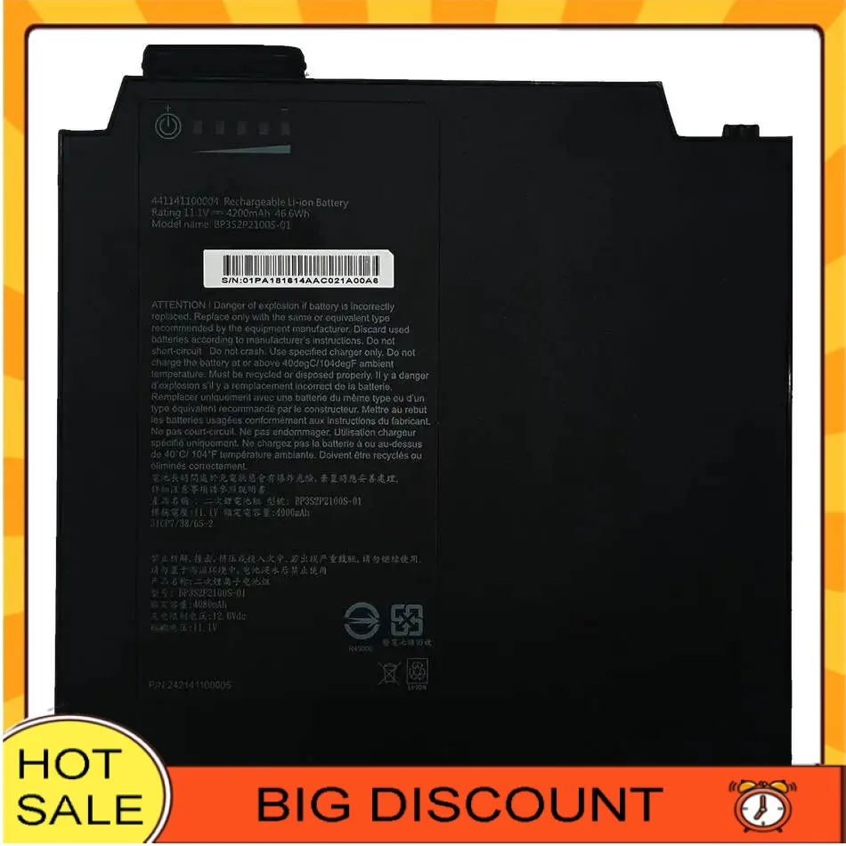 

4200mAh Durable Tablet Battery Reliable Replacement BP3S2P2100S-01 For Getac UX10 Series