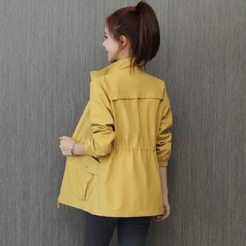 FASHION Women Double Layer Windbreaker Autumn Casual Slim Coat Fashion Plus Size 4Xl Stand-Up Collar Ladies Jacket