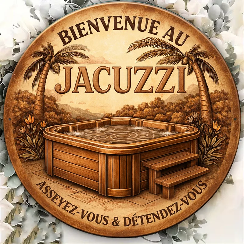 2D Flat, 1pc 1pcs Vintage Jacuzzi-Themed Sign 