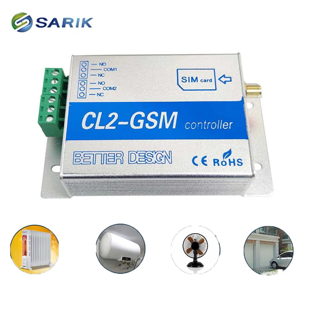

2ch Wireless GSM SMS Remote Controller CL2-GSM 2 Way Switch 2 Relay Output for Gate Opener Barrier Shutter Garage Door Opener