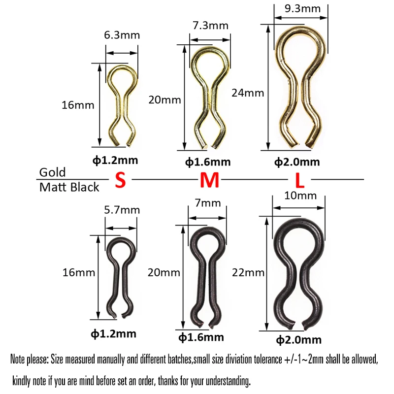 Wifreo 100/50PCS Pack Fishing Sinker Eyelets Leader Snap Brass Splay Ring screw DO IT MOULD LOOPS Carp Fishing Leades Matt Black