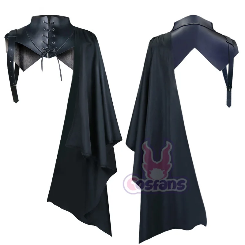 Medieval Vintage Gothic Knight Armour Black One Shoulder Cloak Gothic Punk Lace Up Renaissance Crusader Gear Cosplay Costume