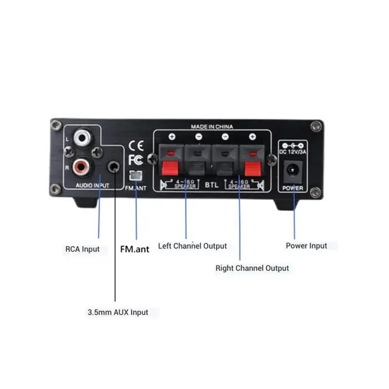 

A69Z AS22 Hifi Digital Amplifier 30Wx2 2.0 Channel Car Bluetooth Amplifier Home Stereo Audio Amplifier Receiver