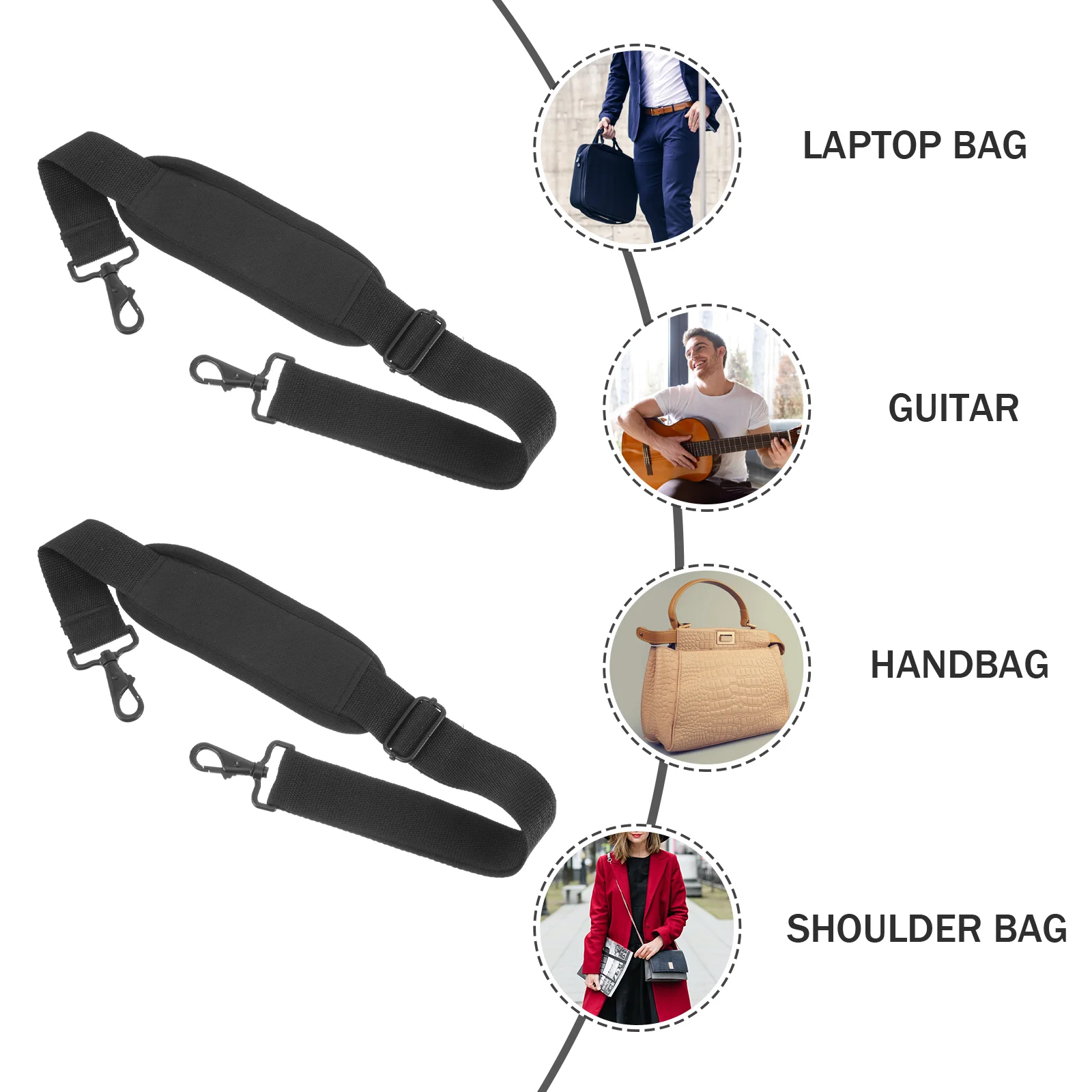 2 Pcs Guitar Strap Bag Violin Case Shoulder Replacement Mini Metal Straps Backpack Pads for Luggage