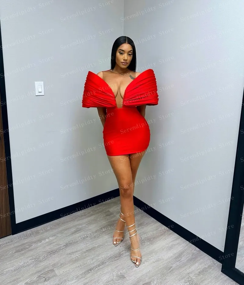 SERENDIPIDTY O-neck Red Satin Dress Sexy Mini Length Bodycon Woman Clothes Ever Pretty Custom Made Cocktail Dresses See Through