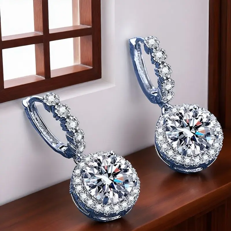 3 carat new geometric lightweight luxury zircon jewelry high-end dress with sparkling design and medium to long swing accessorie