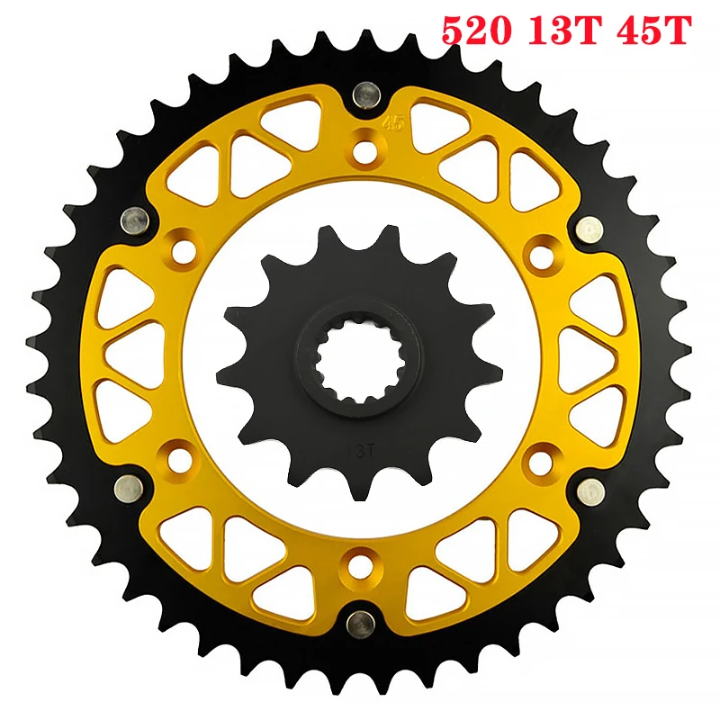 520 Chain 13T 45T-52T Motorcycle Front & Rear Sprocket For SUZUKI DR 250 L DR-Z 250 RM 250 D P J RMX 250 RV 90 DR 350 DR-Z 400