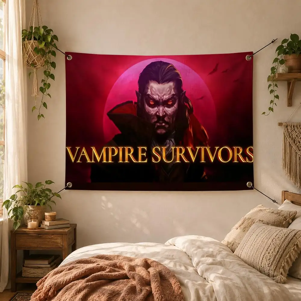 Game Survival V-Vampire Survivors RPG Flags Decorative Flag Banner for Outdoor Garden Yard Camping Party Home Wall Hanging Decor