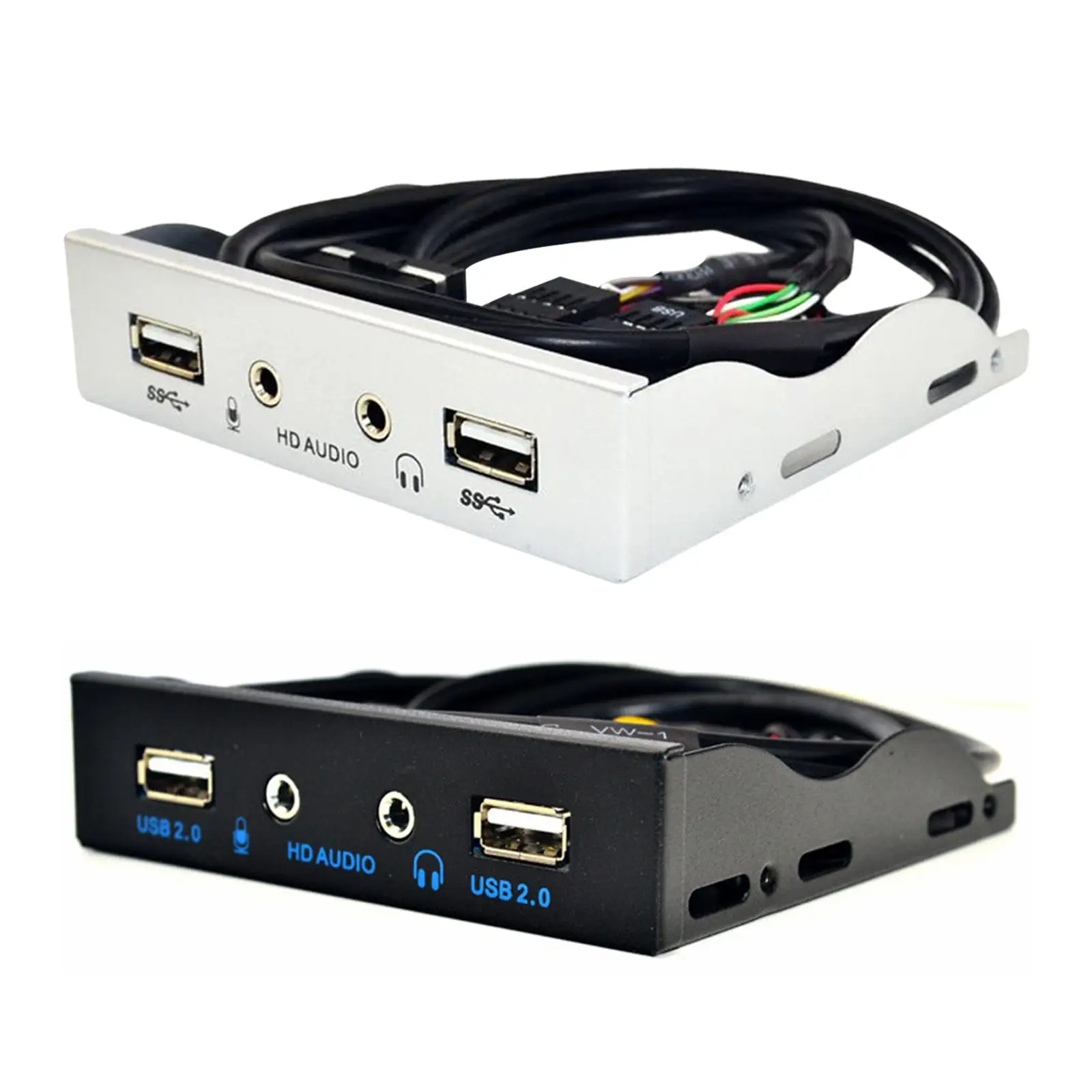 9Pin to USB 2.0 Hub Splitter Front Panel for Desktops with Audio Cable