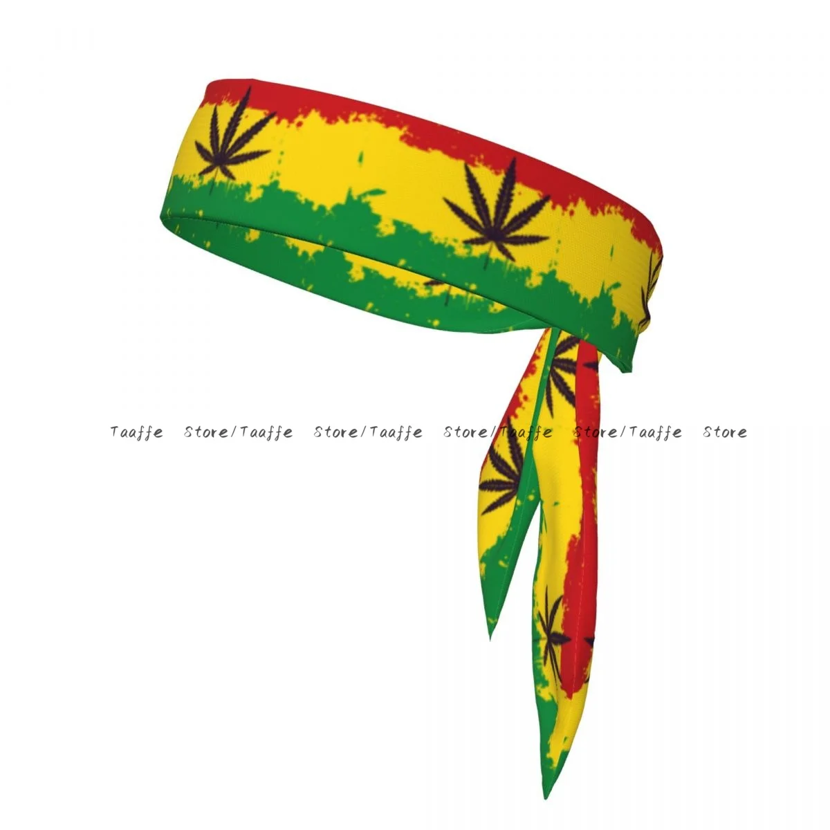 Head Tie Sports Headband Leaf Of Rasta Flag Athlete Sweatbands Head Wrap For Working Out Running Yoga