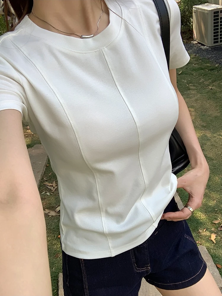 

2025 Summer White T-shirt Cotton Female Short-sleeved Student Versatile Loose Half-sleeve T-shirt Harajuku Top Trend