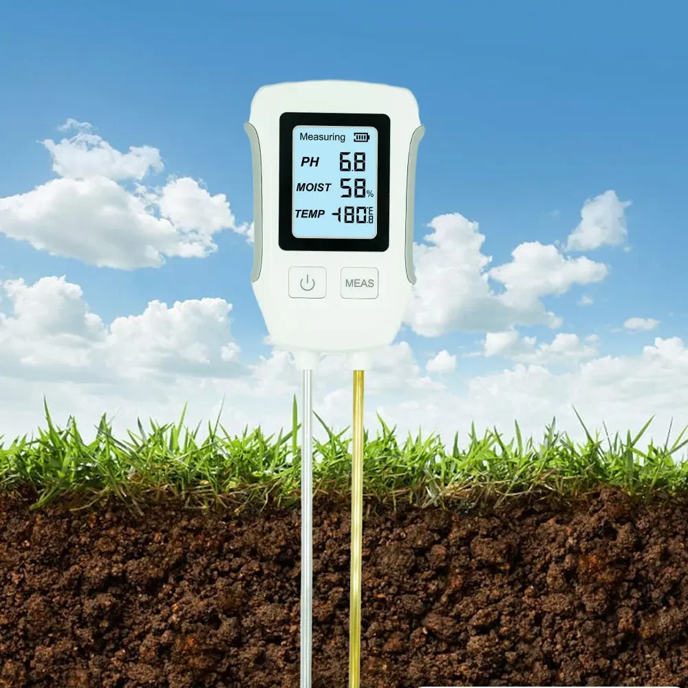 

Soil Tester 3 in 1 PH/Moisture/Temp Digital LCD Meter Heat-resistant Metal Sensor Humidity Monitor for Flower Plants Gardening