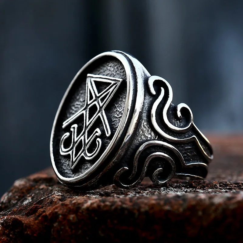 BEIER 2022 New Design 316L Stainless Steel Lucifer Satan Signet Ring For Men Women Gothic Jewelry Gift Wholesale