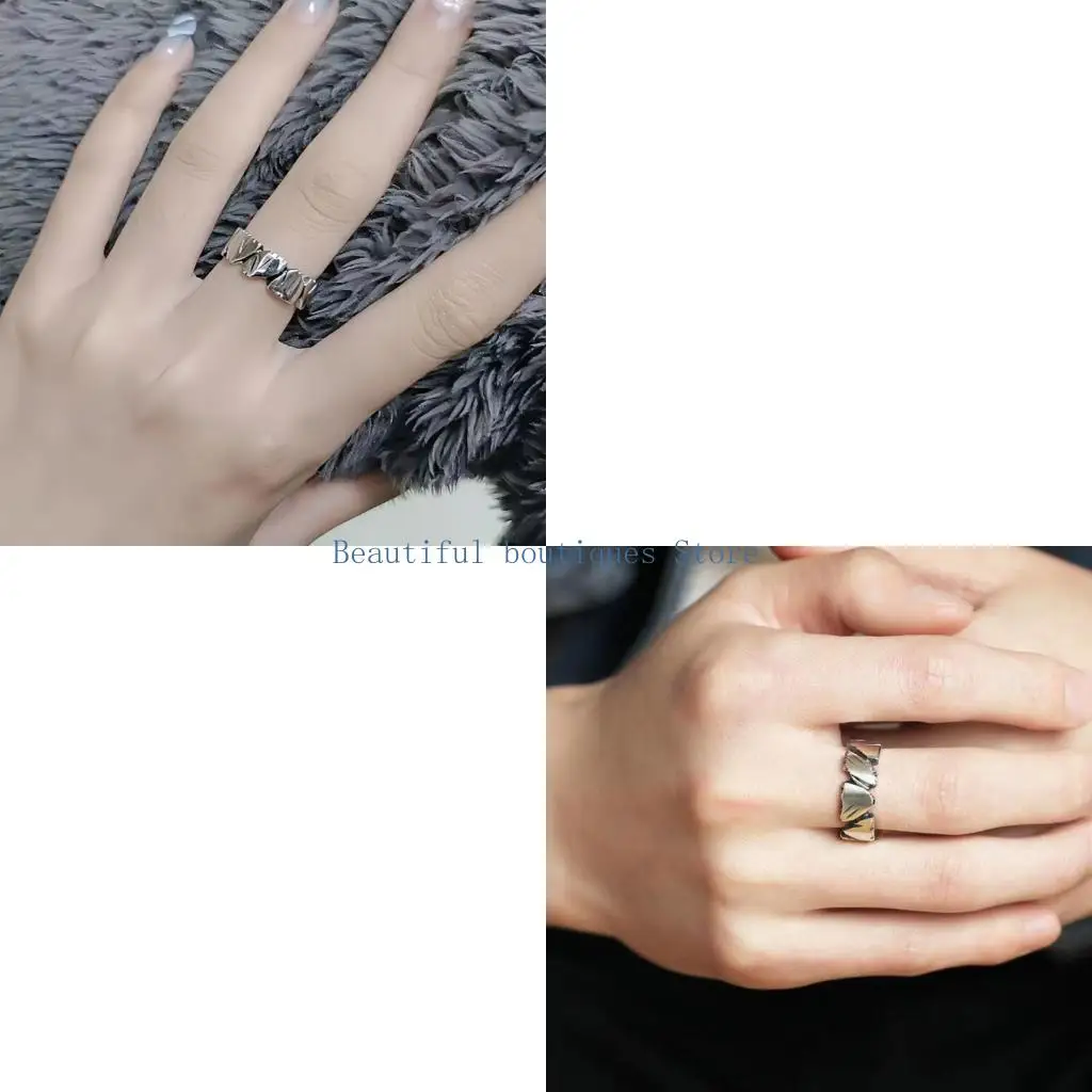 U4LF Versatile Antique Silver Adjustable Rings for Couples Minimalist Fashion Jewelry